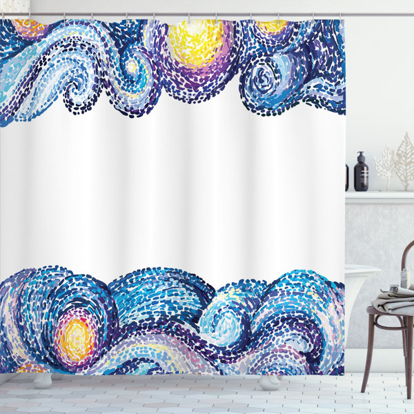 Bless international Starry Night Shower Curtain Set + Hooks Wayfair